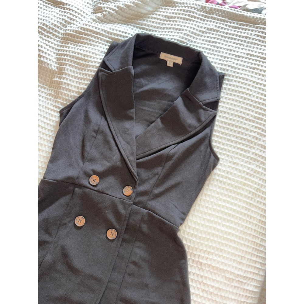 Francesca's Romper Women XS‎ Black Sleeveless Double Breasted Blazer Style